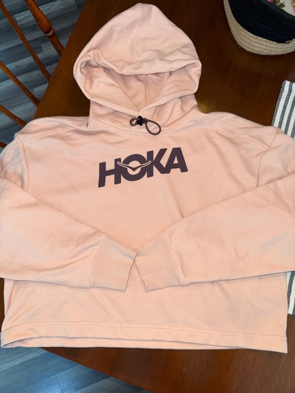 Hoka Women's Size Medium Pullover Crop Hoodie with Dark Plum logo